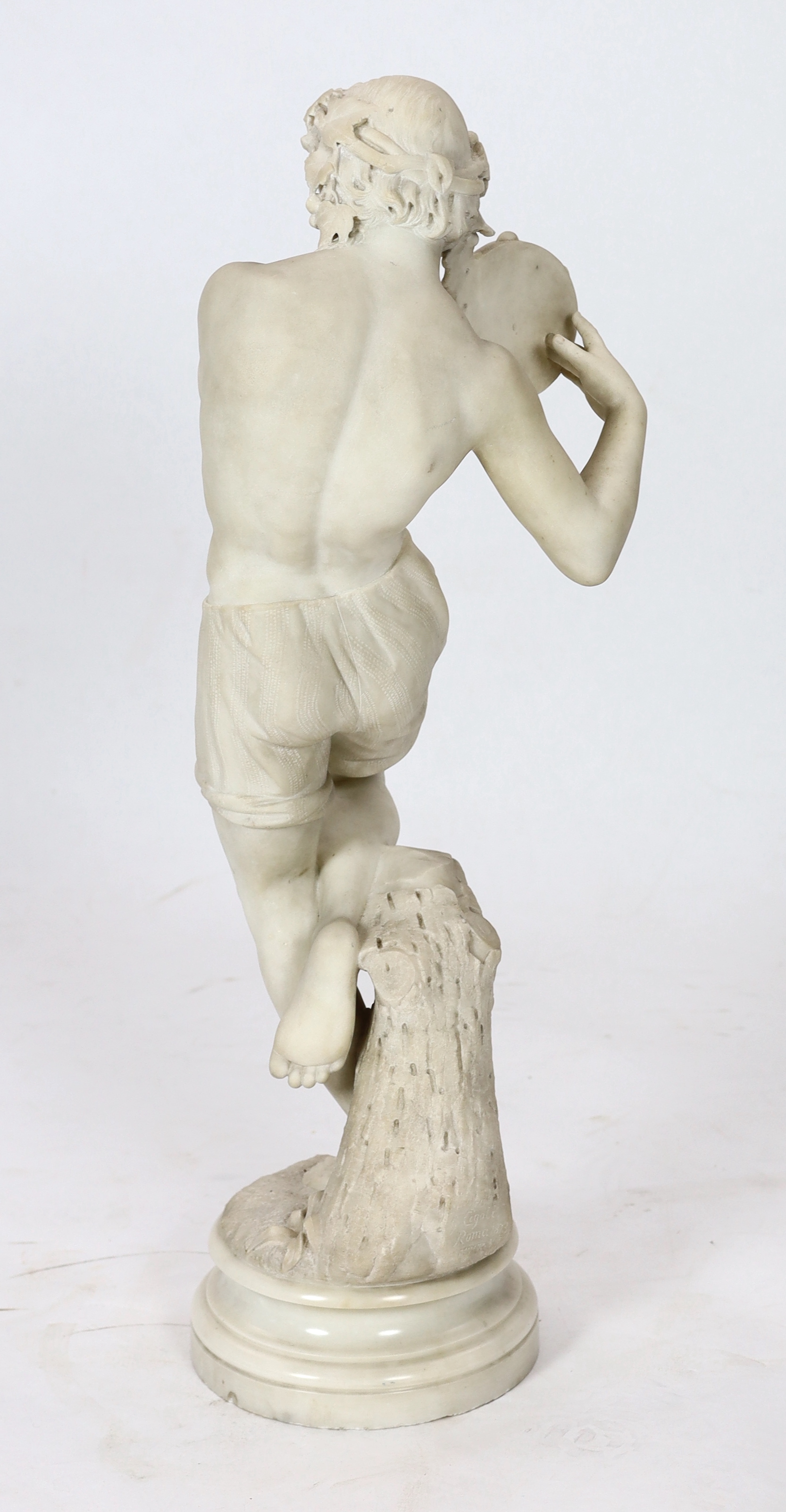 G. Cigoli, a 19th century Italian carved white marble figure of a Neapolitan tambourine dancer, 95cm high